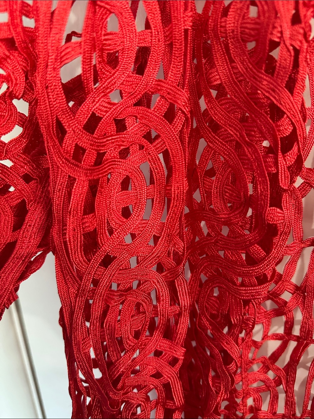 Chico's Travelers Collection Red Crochet Cardigan Chicos Size 3 US size XL 16 - Picture 7 of 7